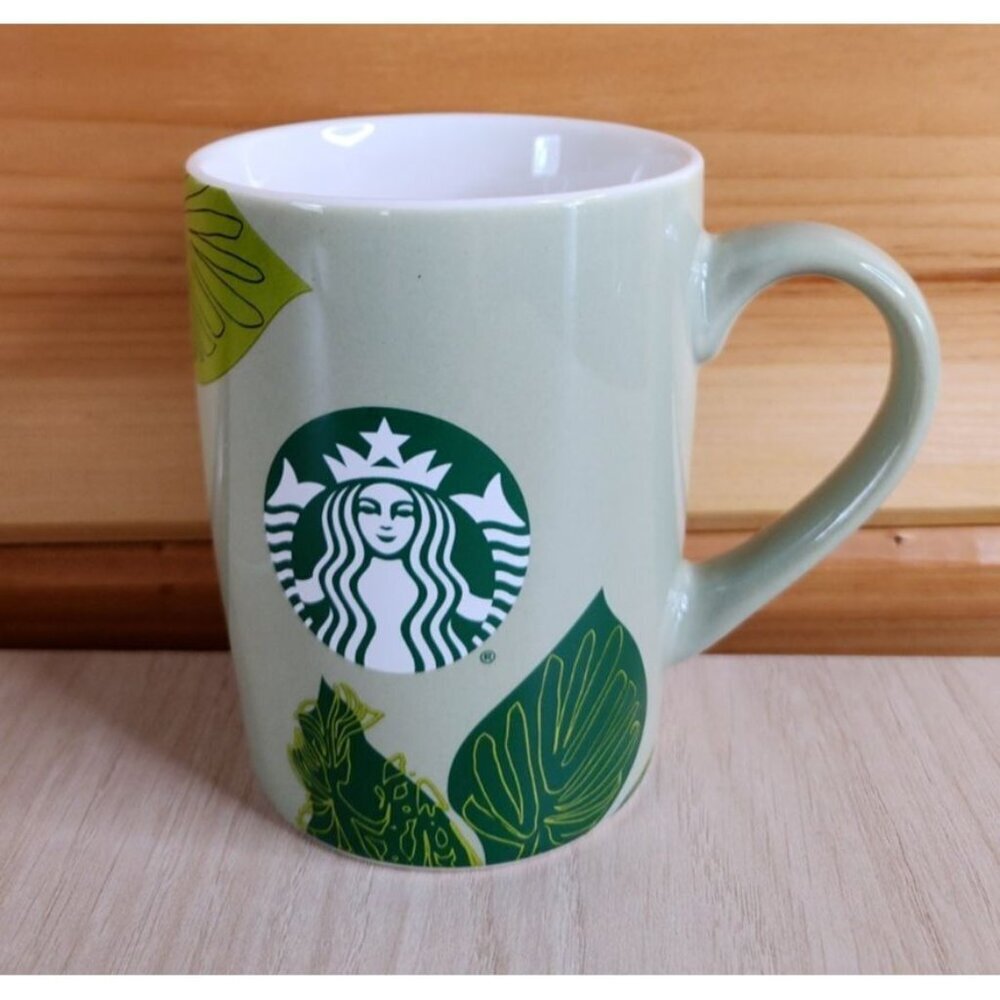 Starbucks Coffee Mug 2021 Green Leaf Mermaid 10 Fl Oz 4in Cup Coffee Bar